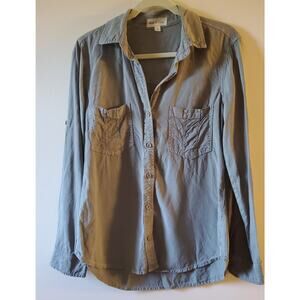 Cloth & Stone M Anthropologie 66170 sz Medium Gray Green Stone Washed Roll Tab